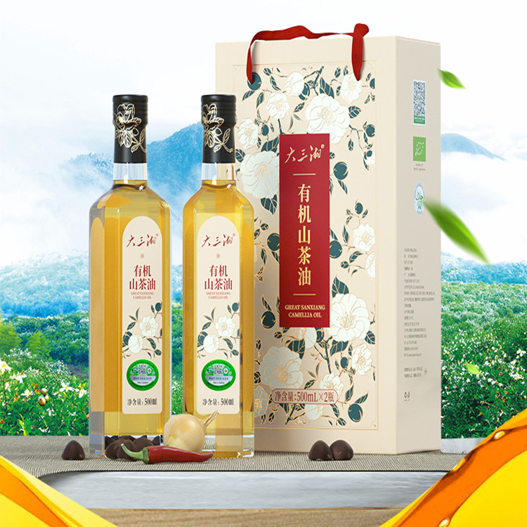 湖南大三湘茶油500ｍl双支礼盒礼品团购批发 山茶油OEM代工