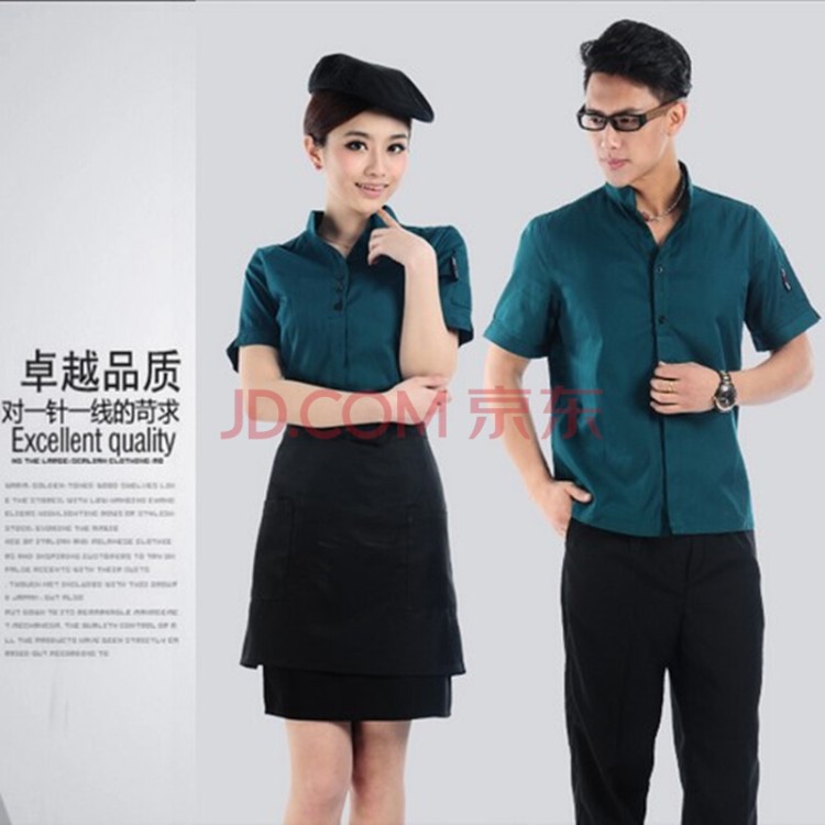 酒店工作服夏装女饭店服务员制服 西餐厅快餐店服务员工作服短袖