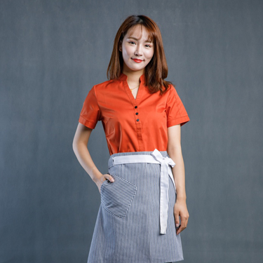 叮优服 FT-0001 女士V型立领短袖衬衫 专业高品质定制