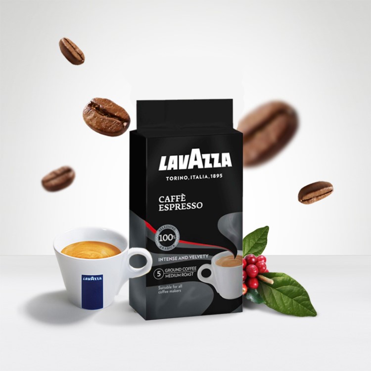 拉瓦萨（LAVAZZA）意大利进口 意式浓缩纯黑咖啡粉250g袋