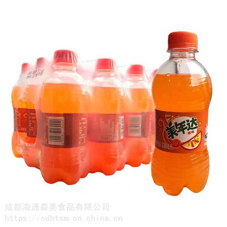 300ml外卖小瓶装美年达碳酸饮料外卖店小瓶饮料橙味碳酸饮料
